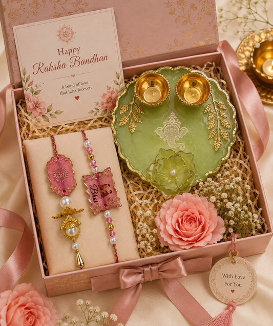 Rakhi with Pooja Thali Gift Hamper